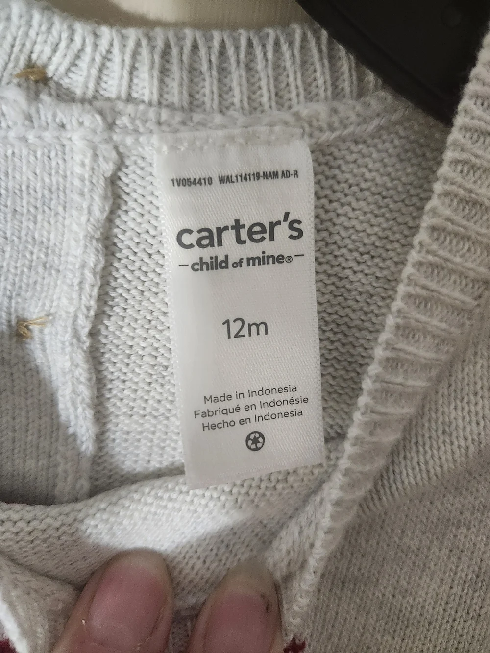Carter's Child of Mine Light Gray Knit One-Piece Bodysuit with Flag